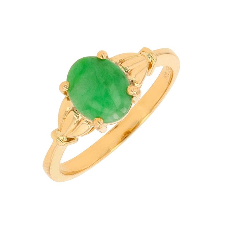 Bague vintage jade cabochon 1.48 carat or jaune 3.41g Comme neuf -  reconditionné disponible sur Gemme Les Bijoux